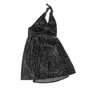 Cato Halter Black and White Geometric Dress